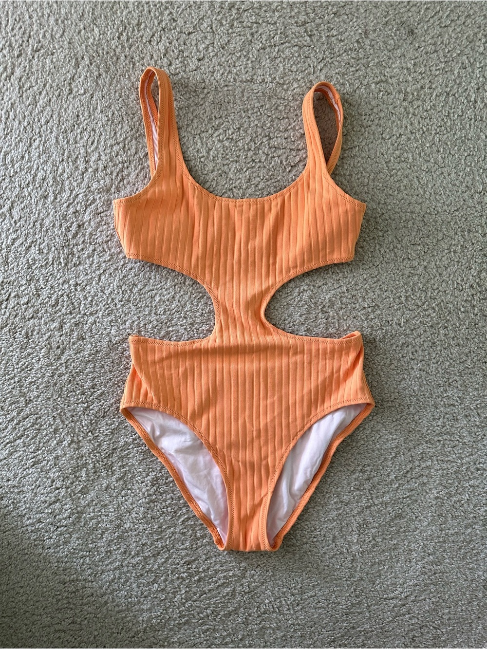 SOLID & STRIPED Orange Ribbed One-Piece Swimsuit